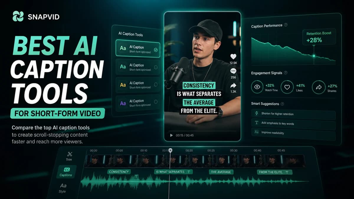 SNAPVID AI caption tools comparison dashboard for short-form video creators