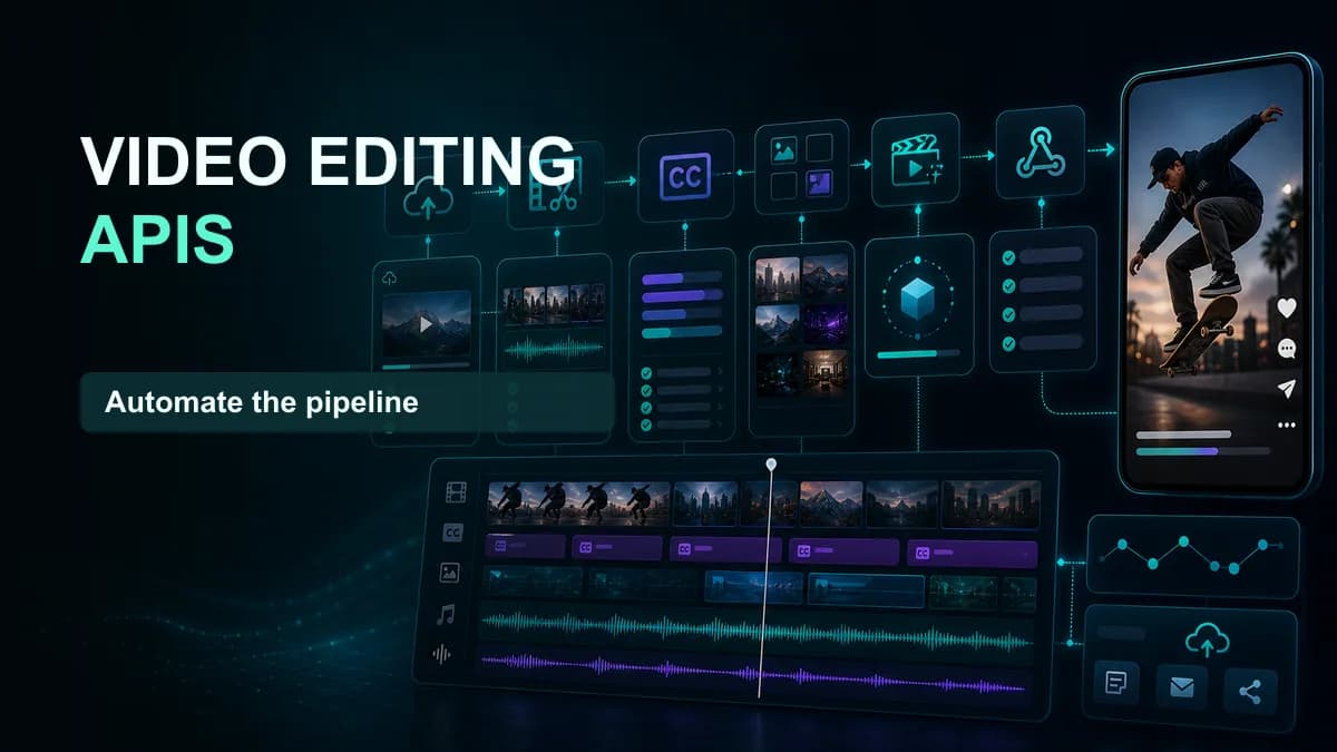 Video editing API architecture categories and render job flow